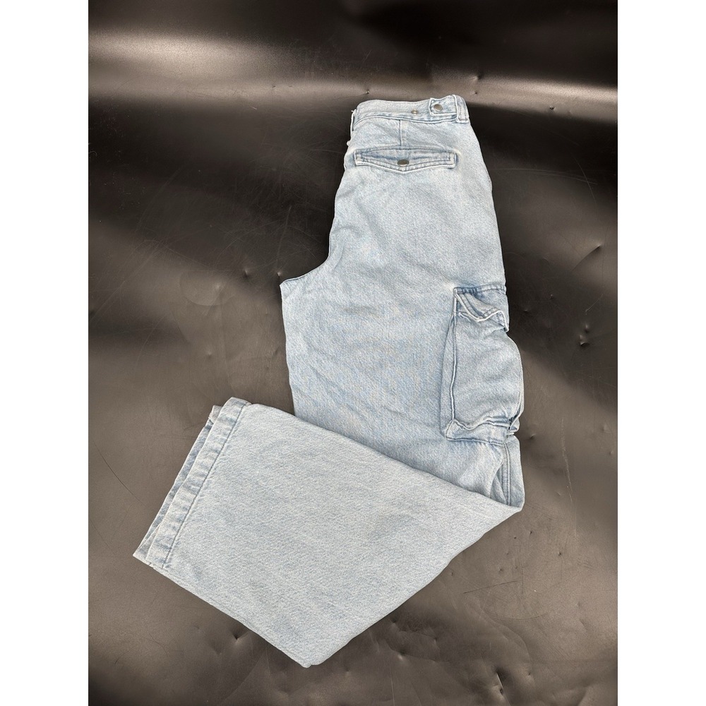 Madewell Womens Size 26 Low Slung Light Wash Denim Cargo Pants Utility Relaxed